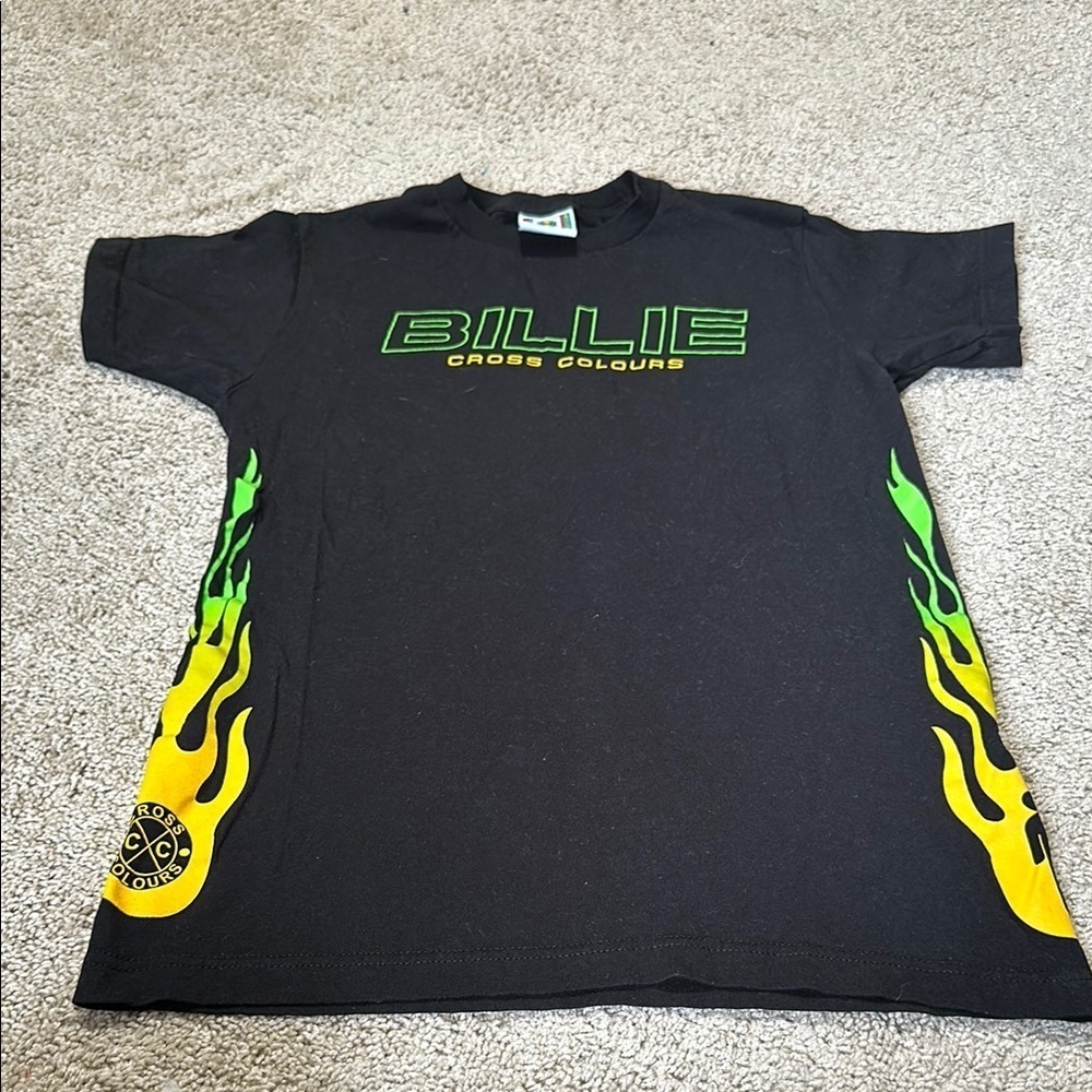 Cross Colours Billie Eilish Ya Dig Flame Tee T-Shirt Black Size S